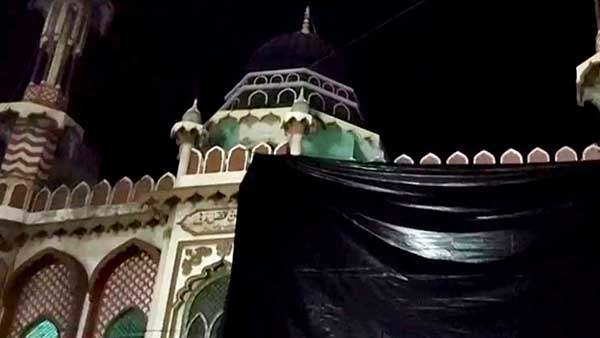 Aligarh mosque covered with tarpaulin ahead of Holi