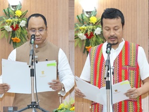 Two oppn Tipra Motha Party MLAs inducted as ministers in Tripura