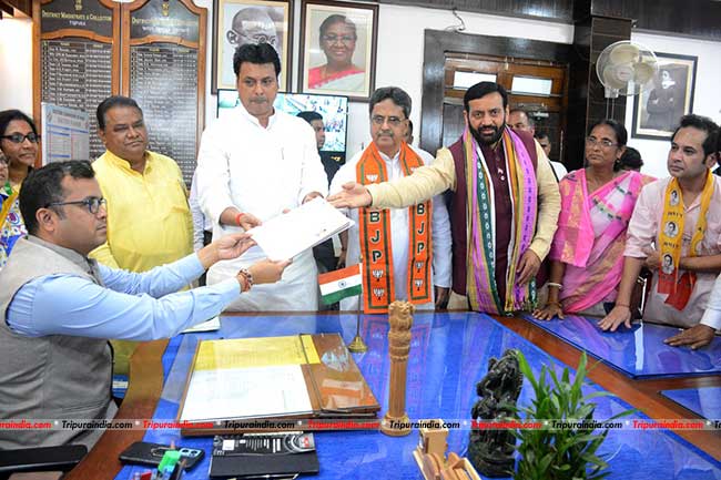 BJP candidate Biplab Kumar Deb files nomination to take on I.N.D.I.A bloc in LS Polls