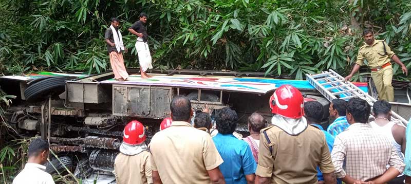 Bus returning from Sabarimala with 62 pilgrims overturns, all rescued