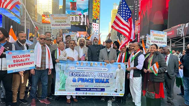 Congress' US supporters hold their version of 'Bharat Jodo Yatra' in New York