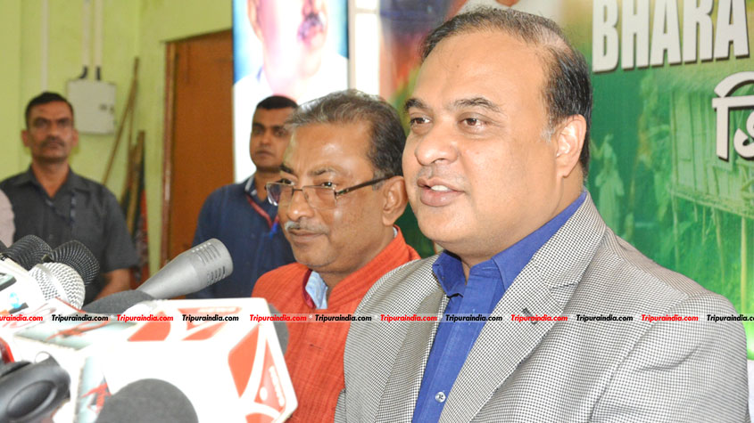Himanta releases joint statement of BJP-IPFT alliance in wake of poll