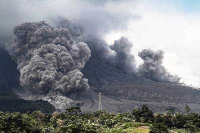 Indonesia's Ibu volcano erupts