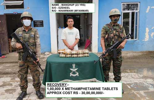 Methamphetamine tablets worth Rs 30 cr seized in Mizoram, Myanmarese held