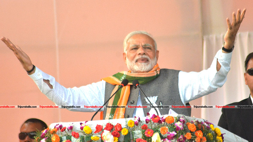 PM Modi in Tripura urges to vote for BJP and oust Left’s ‘misrule’