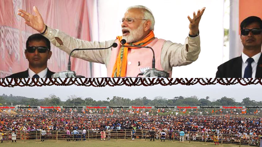 PM Modi in Tripura pitches to ‘remove’ Left and opts for ‘Hira’