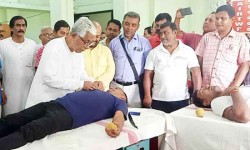 Former CM Manik Sarker Visit Blood Donation Camp in CITU Office at Agartala on June 15