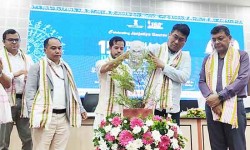 Minister Bikash Debbarma & Sukla Charan Noatia Inaugurate Dharti Aaba Janbhagidari Abhiyan in Pragna Bhawan at Agartala on June 15