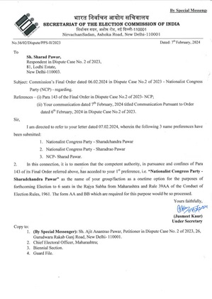 EC allots interim name 'Nationalist Congress Party-Sharadchandra Pawar' to Sharad Pawar's group
