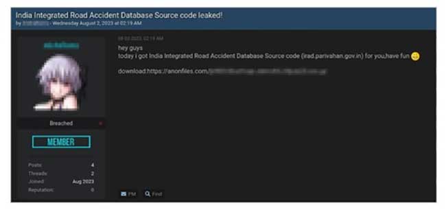 Govt's Parivahan website's source code, user data exposed on dark web