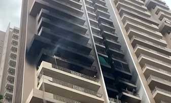 Massive fire in Noida Sector 74 society flat; rescue Ops underway Massive fire in Noida Sector 74 society flat; rescue Ops underway