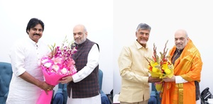 N. Chandrababu Naidu, Pawan Kalyan meet Amit Shah again