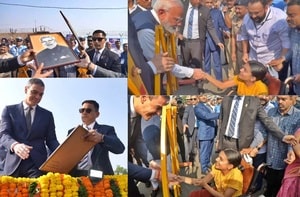 PM Modi, Spanish Prez greet specially-abled girl as she gifts them portraits during Vadodara roadshow