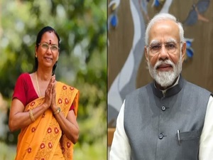 PM Modi speaks to Prof Sarasu - BJP's candidate from Kerala's Alathur LS seat