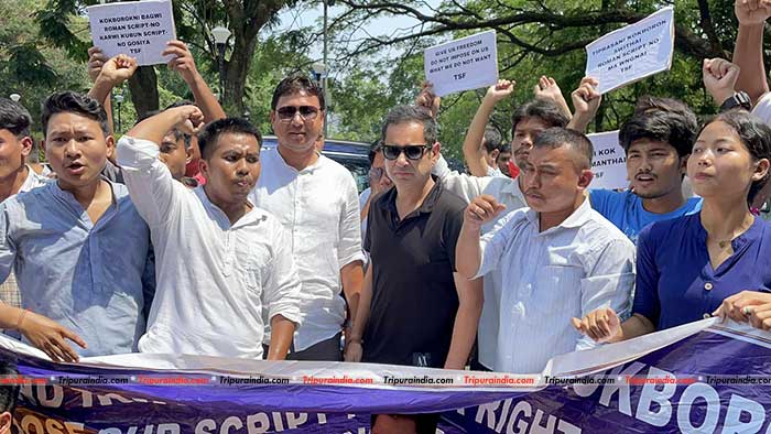 Include ‘Roman’ script for Kok-borok language exams of CBSE – TSF stages protest