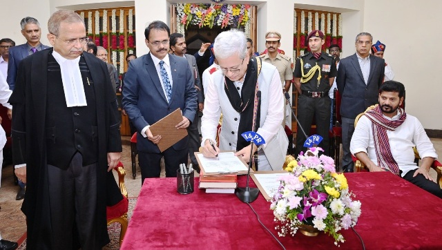 Tripura’s former Dy CM Jishnu Dev Varma takes oath as Governor of Telangana