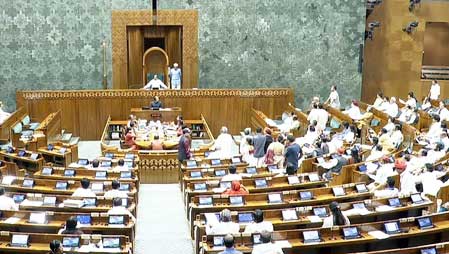 Uproar in Lok Sabha as SP leads Oppn protest over Waqf Bill